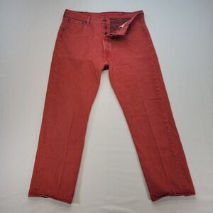 Levi's 501 Jeans Mens 38x32 Red Straight Mid Rise Button Fly Denim